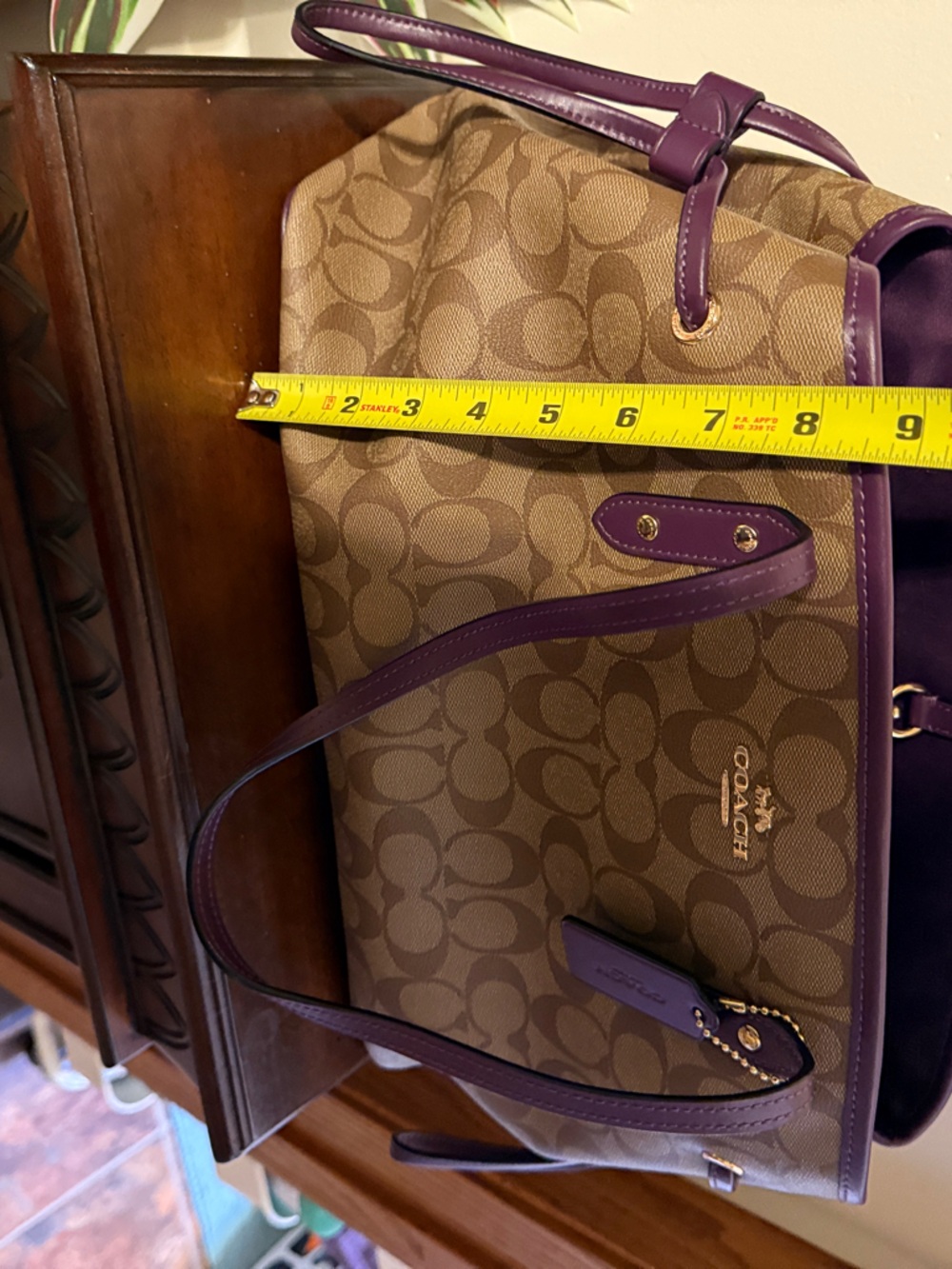 Coach Monogram Canvas Satchel in Brown with Dark Brown Trim